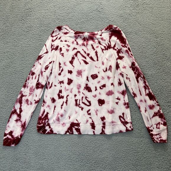 Wet Seal Shirt Womens XL Tie‎ Burgundy Dye Top Long Sleeves Lightweight - Picture 2 of 12
